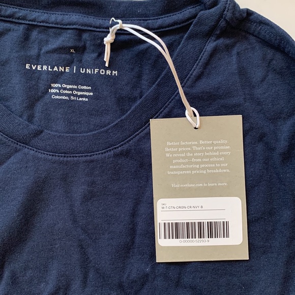 Everlane The Essential Organic Crew T-Shirt Top Navy Mens Size XL - Picture 6 of 11